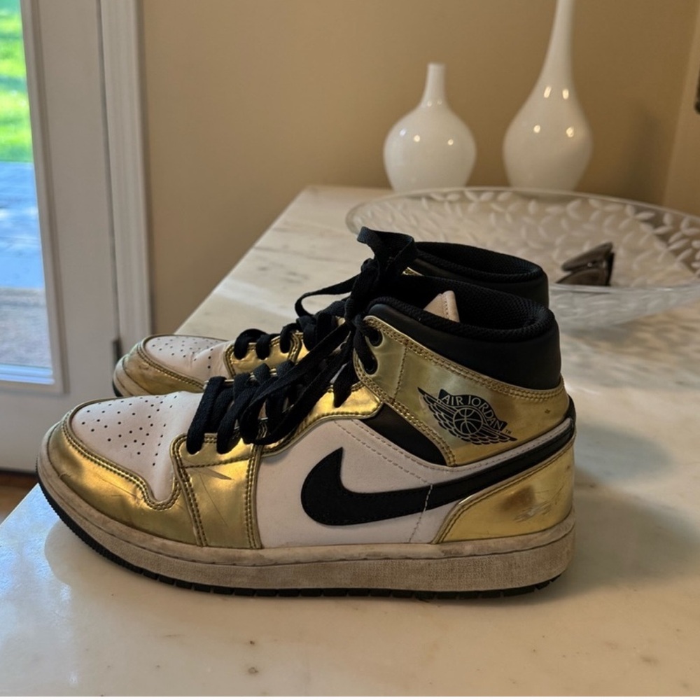 Nike Sneakers in Gold, White, and Black